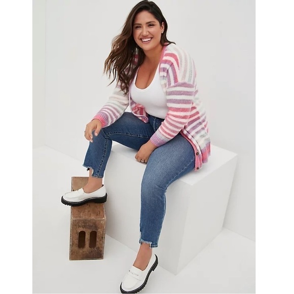 torrid Sweaters - Torrid 5 BUTTON FRONT CARDIGAN - MULTI STRIPE